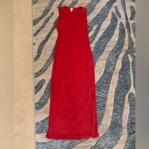 River Island Vibrant Red Maxi Dress with Slit Size 8